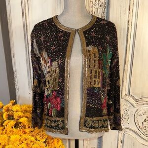 Absolutely Gorgeous 100% Silk Intricately Beaded Crop Jacket Arabian Nights